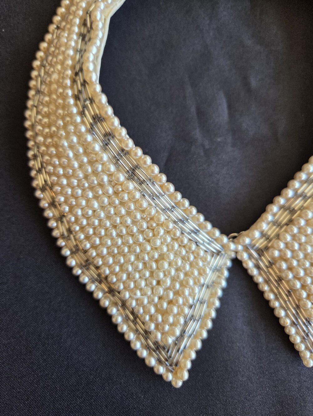 Vintage Faux Pearl Beaded Decorative Dress Shirt Collar - Picture 2 of 11